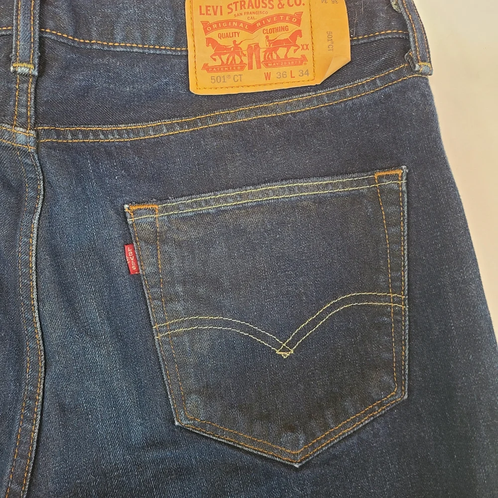 Levi's 501 CT Customized Tapered Dark Wash Jeans Mens 36x34 Button Fly